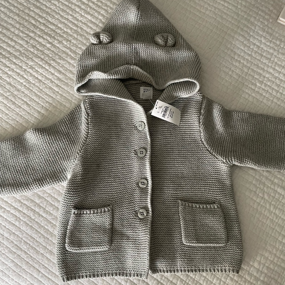 Adorable Gray Knit Baby Hoodie